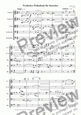 page one of Solemn Prelude (Festliches Praeludium) - for Strings, op. 5