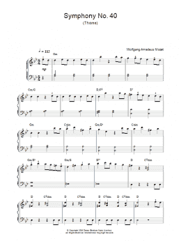 page one of Symphony No. 40 (Theme) (Piano, Vocal & Guitar Chords)