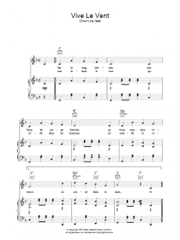 page one of Vive Le Vent (Piano, Vocal & Guitar Chords)