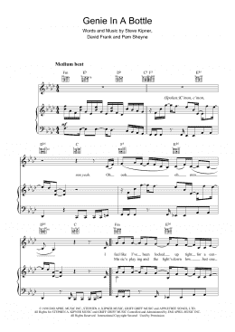 page one of Genie In A Bottle (Piano, Vocal & Guitar Chords)