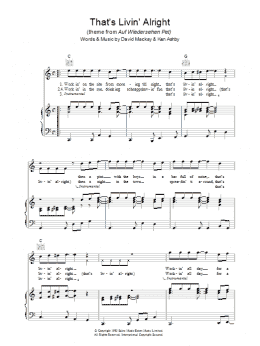 page one of That's Livin' Alright (theme from Auf Wiedersehen Pet) (Piano, Vocal & Guitar Chords)
