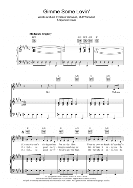 page one of Gimme Some Lovin' (Piano, Vocal & Guitar Chords)