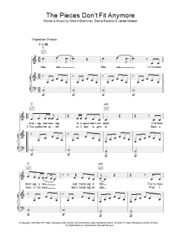 page one of The Pieces Don't Fit Anymore (Piano, Vocal & Guitar Chords)