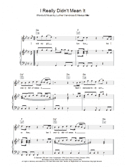 page one of I Really Didn't Mean It (Piano, Vocal & Guitar Chords)