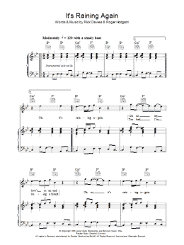 page one of It's Raining Again (Piano, Vocal & Guitar Chords)