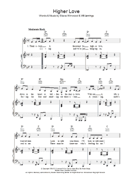 page one of Higher Love (Piano, Vocal & Guitar Chords)