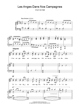 page one of Les Anges Dans Nos Campagnes (Piano, Vocal & Guitar Chords)