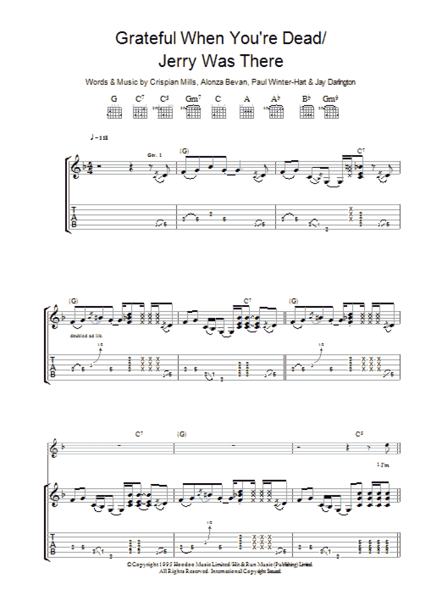 Grateful When You're Dead/Jerry Was There (Guitar Tab)