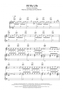 page one of All My Life (Piano, Vocal & Guitar Chords)