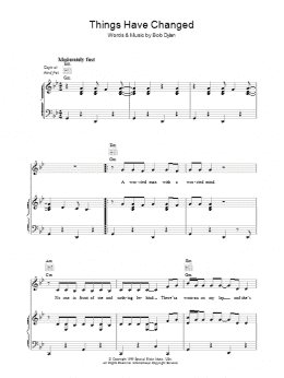page one of Things Have Changed (Piano, Vocal & Guitar Chords (Right-Hand Melody))