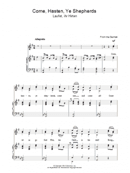 page one of Come Hasten Ye Shepherds (Piano, Vocal & Guitar Chords)