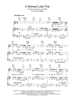 page one of A Moment Like This (Piano, Vocal & Guitar Chords (Right-Hand Melody))