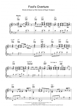 page one of Fool's Overture (Piano, Vocal & Guitar Chords)