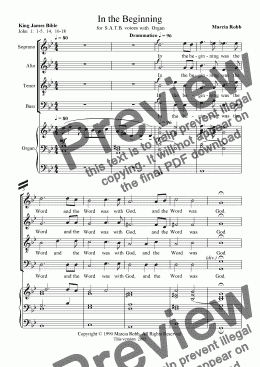 page one of In the Beginning (SATB  Choir & ORGAN)