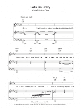 page one of Let's Go Crazy (Piano, Vocal & Guitar Chords)