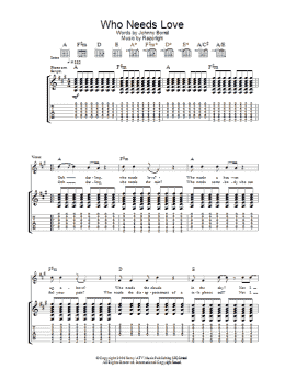 page one of Who Needs Love (Guitar Tab)