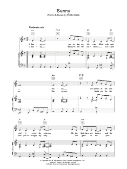 page one of Sunny (Piano, Vocal & Guitar Chords (Right-Hand Melody))