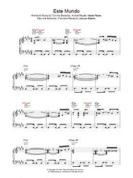page one of Este Mundo (Piano, Vocal & Guitar Chords)
