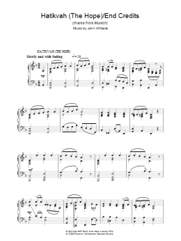 page one of Hatikvah (The Hope)/End Credits (from Munich) (Piano Solo)
