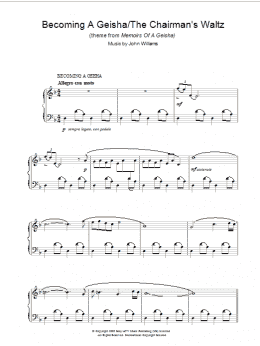 page one of Becoming A Geisha/The Chairman's Waltz (theme from Memoirs Of A Geisha) (Piano Solo)