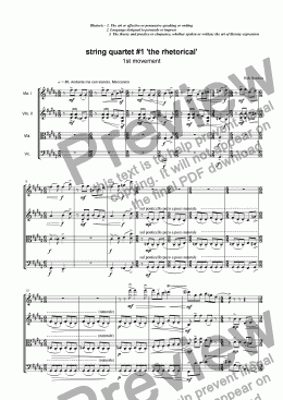 page one of String Quartet #1 'the rhetorical' Mvt.1.
