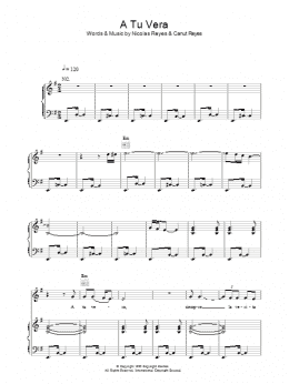 page one of A Tu Vera (Piano, Vocal & Guitar Chords)