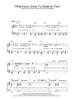 page one of What Have I Done To Deserve This? (Piano, Vocal & Guitar Chords)