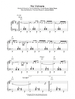 page one of No Volvere (Piano, Vocal & Guitar Chords)