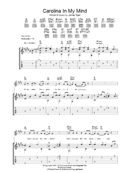 page one of Carolina In My Mind (Guitar Tab)