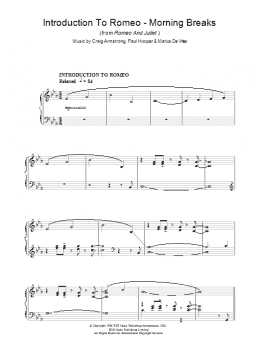 page one of Introduction To Romeo - Morning Breaks (from Romeo And Juliet) (Piano Solo)