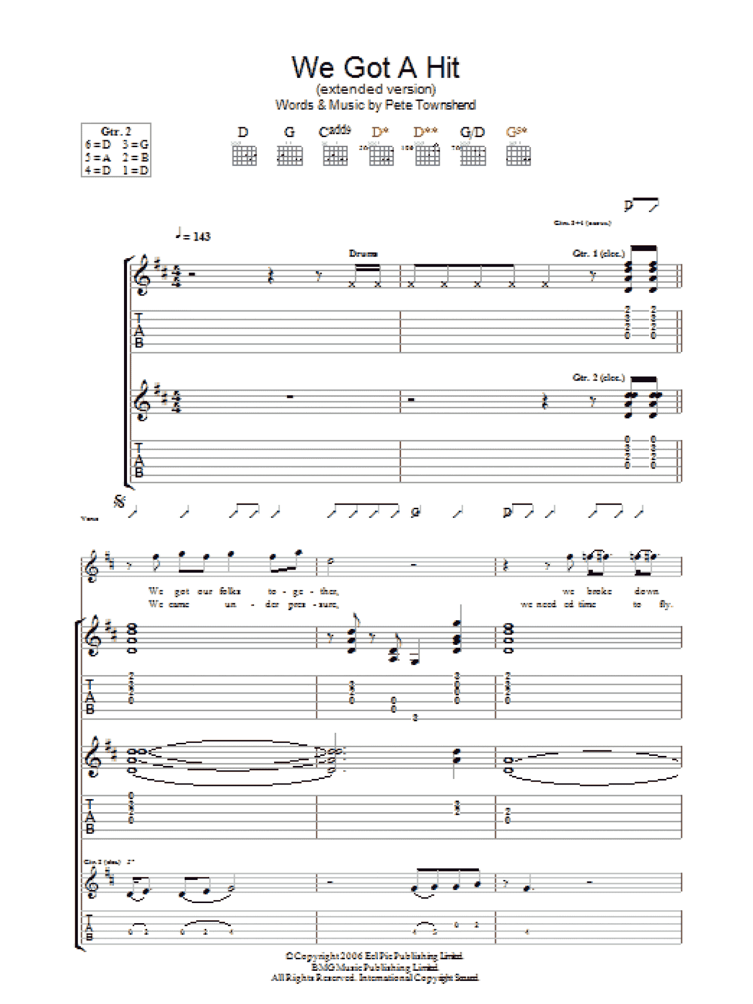 We Got A Hit (Extended Version) (Guitar Tab)