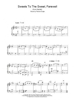 page one of Sweets To The Sweet, Farewell (from Hamlet) (Piano Solo)