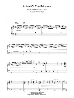 page one of Arrival Of The Princess (from Love's Labour's Lost) (Piano Solo)