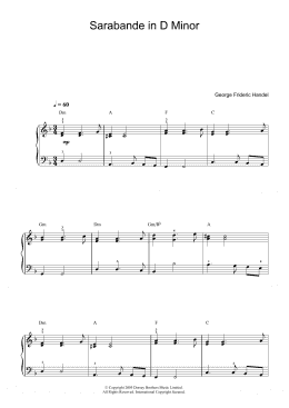 page one of Sarabande (from Harpsichord Suite in D Minor) (Beginner Piano (Abridged))