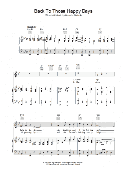 page one of Back To Those Happy Days (Piano, Vocal & Guitar Chords)