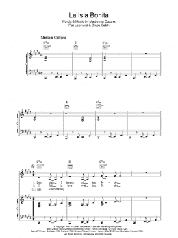 page one of La Isla Bonita (Piano, Vocal & Guitar Chords)