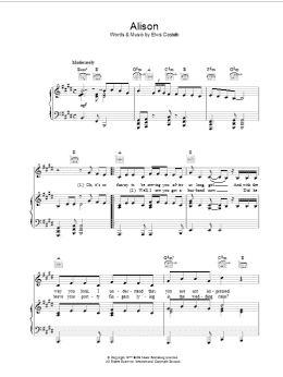 page one of Alison (Piano, Vocal & Guitar Chords)