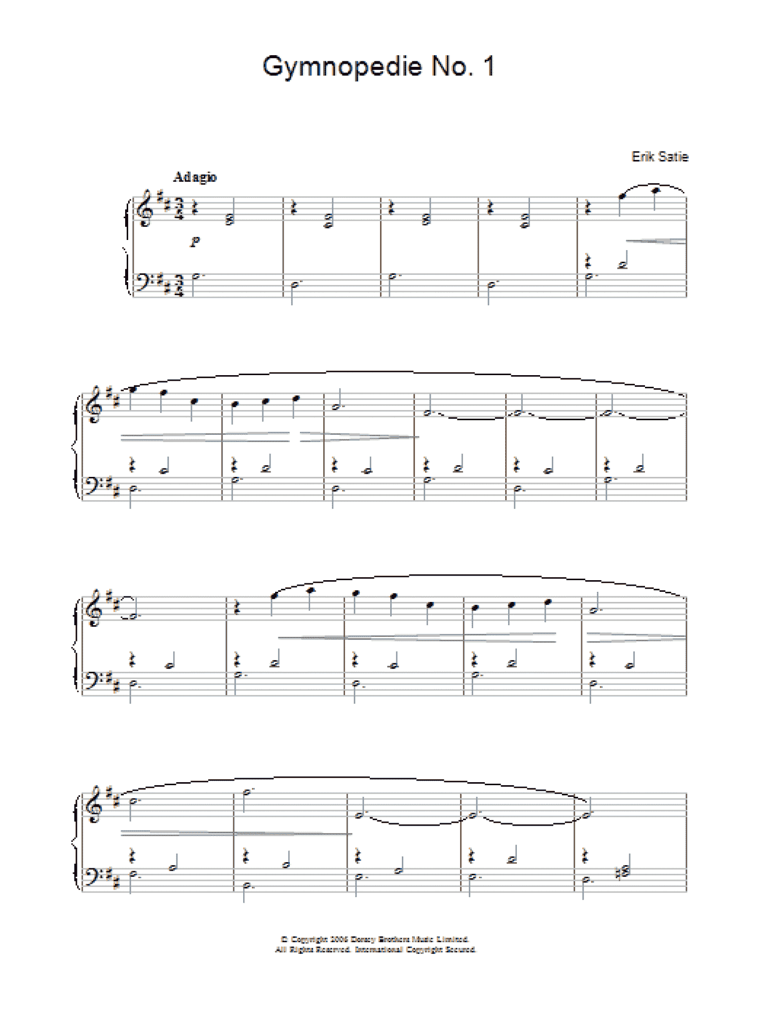 Gymnopedie No. 1 (Piano, Vocal & Guitar Chords)