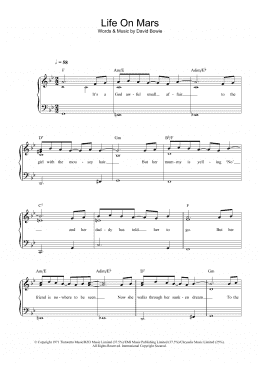 page one of Life On Mars? (Easy Piano)