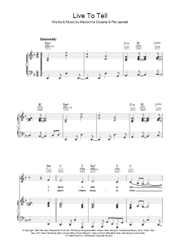 page one of Live To Tell (Piano, Vocal & Guitar Chords)
