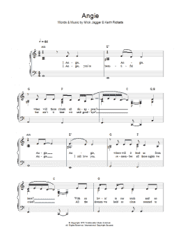 page one of Angie (Piano, Vocal & Guitar Chords)