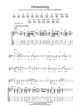 page one of Homecoming (Guitar Tab)