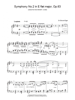 page one of Symphony No.2 In E Flat Major, Op.63 (second movement - slow) (Piano Solo)