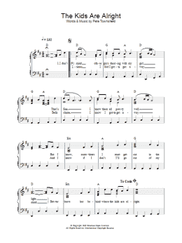 page one of The Kids Are Alright (Piano, Vocal & Guitar Chords)