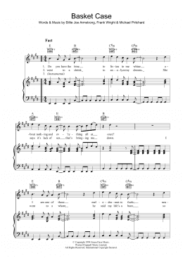 page one of Basket Case (Piano, Vocal & Guitar Chords)