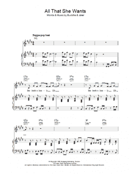 page one of All That She Wants (Piano, Vocal & Guitar Chords)