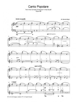 page one of Canto Popolare (from In The South, Op.50) (Piano Solo)