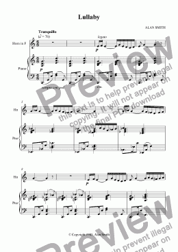 page one of Lullaby (original version - Horn and piano)