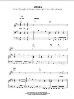 page one of Bones (Piano, Vocal & Guitar Chords)
