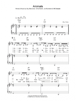 page one of Animals (Piano, Vocal & Guitar Chords)